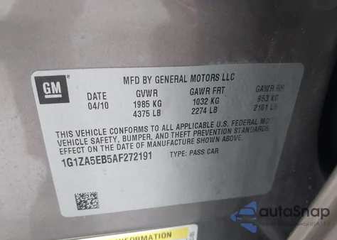 2010 Chevrolet Malibu Ls from USA, damaged, VIN 1G1ZA5EB5AF272191